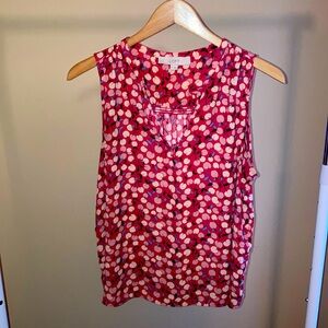 Lightweight mixed media sleeveless top. Adorable cherry 🍒 print